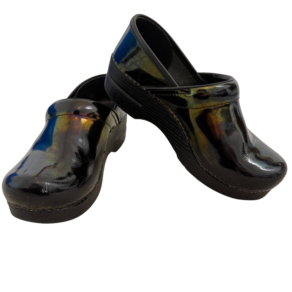 Dansko Professional‎ Petrol Patent Leather Clogs Women 37 EU 6.5-7 US Iridescent